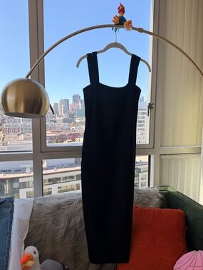 NWOT Theory Black Midi Dress with Double Straps Size 2